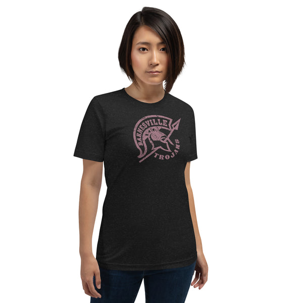 Barnesville Trojans vintage tee in black heather with retro college mascot graphic front view
