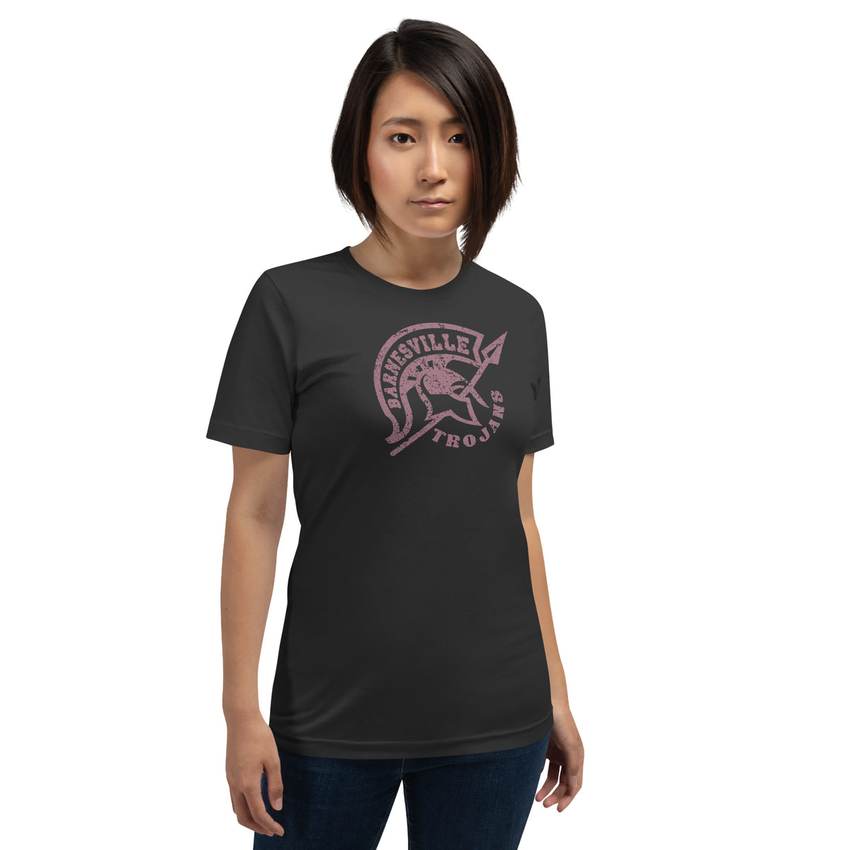 Barnesville Trojans vintage mascot t-shirt in dark grey front view