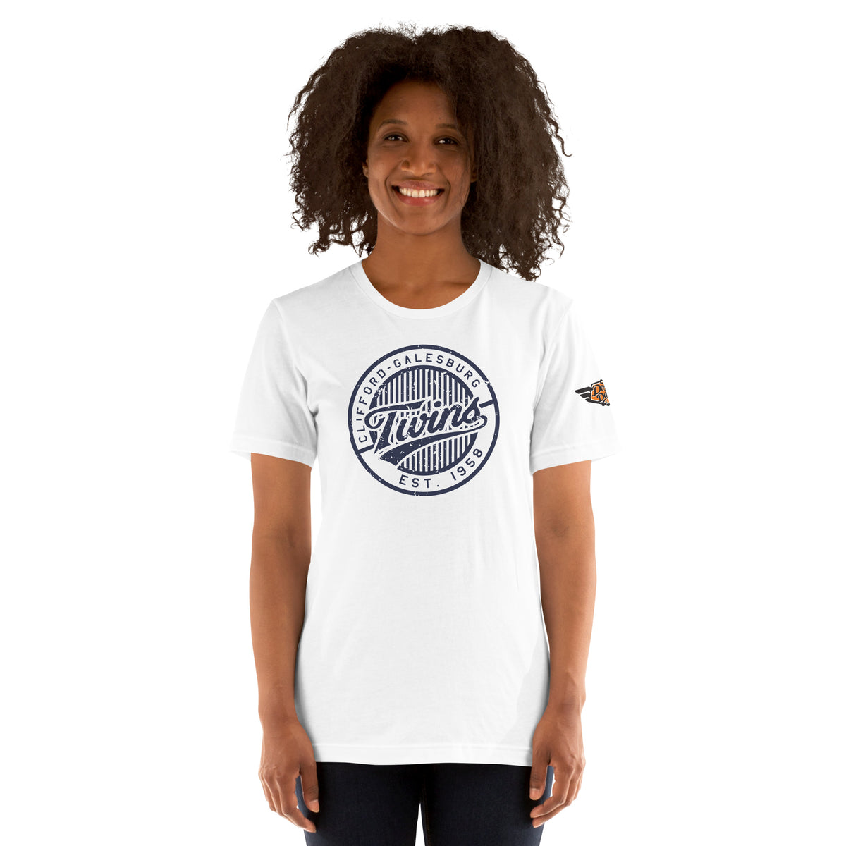 Clifford Twins mascot graphic printed on white t-shirt