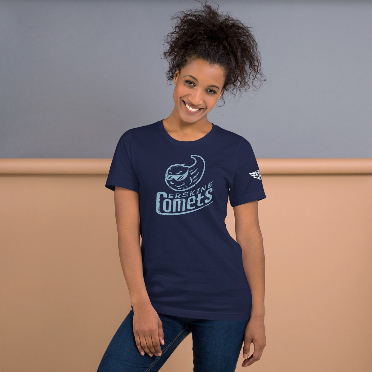 Erskine Comets vintage graphic tee in navy, front view