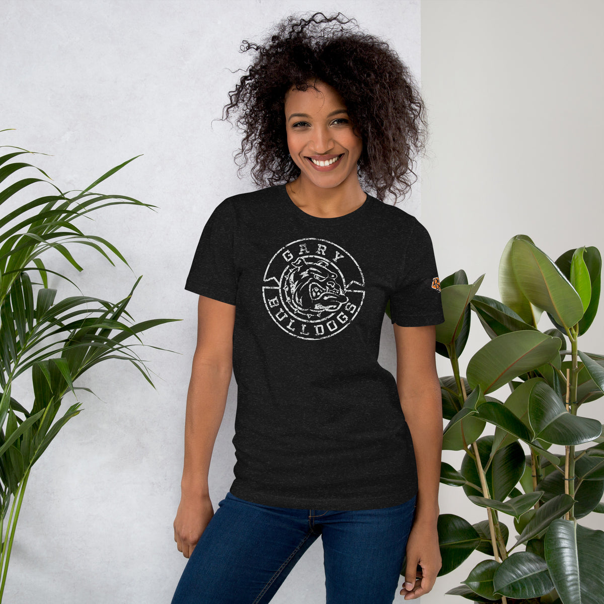 black heather Gary Bulldogs vintage mascot t-shirt