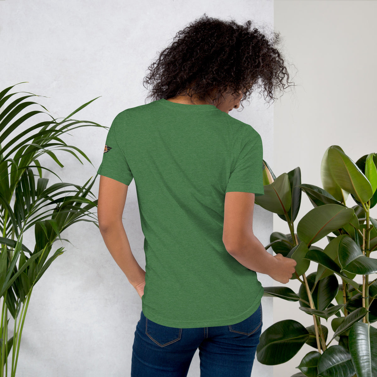 Back view of heather grass green Gary Bulldogs vintage t-shirt