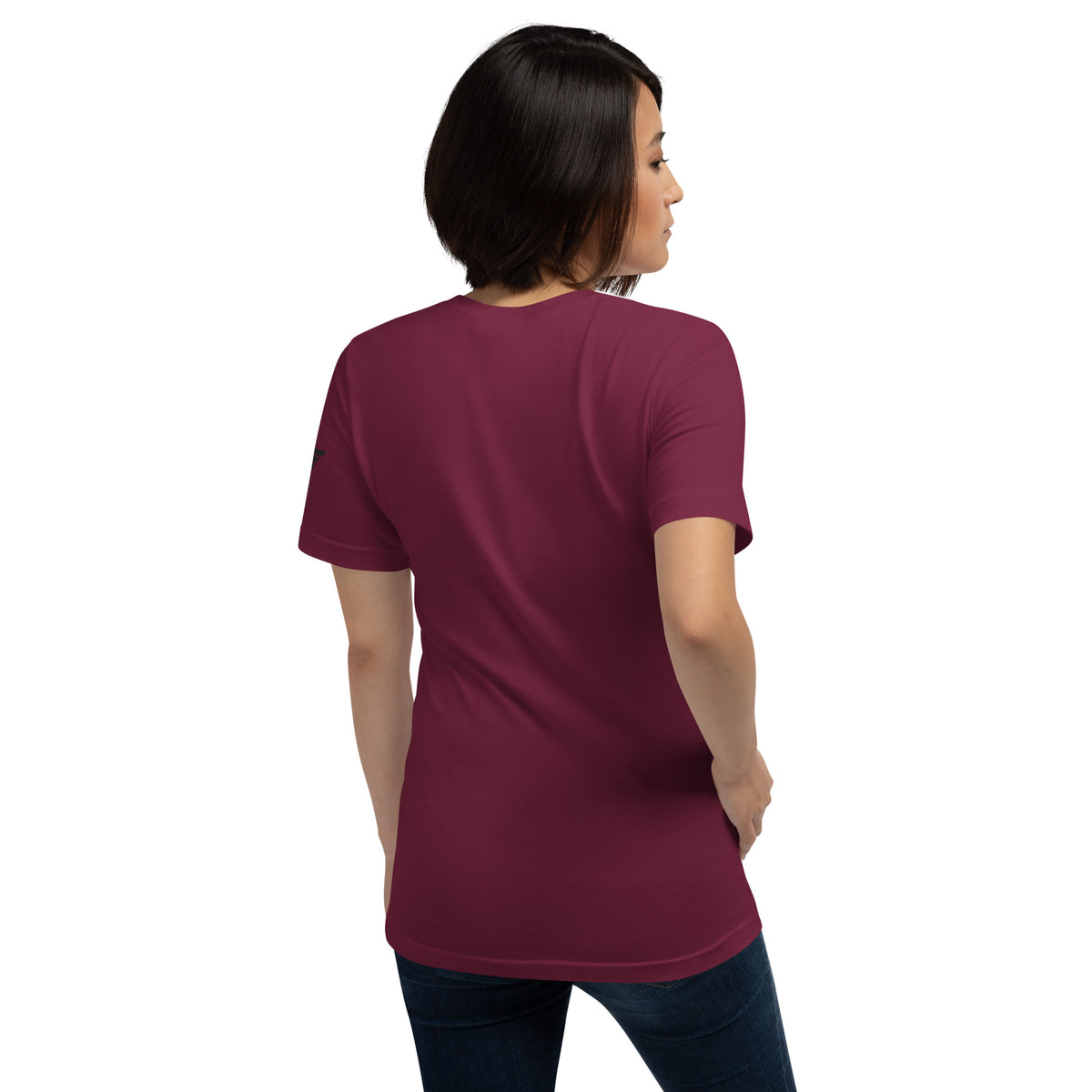 Hallock Fighting Bears retro college mascot shirt in maroon back view