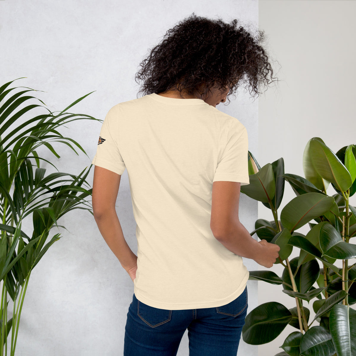 Back view of Kennedy Rockets Vintage Tee in natural