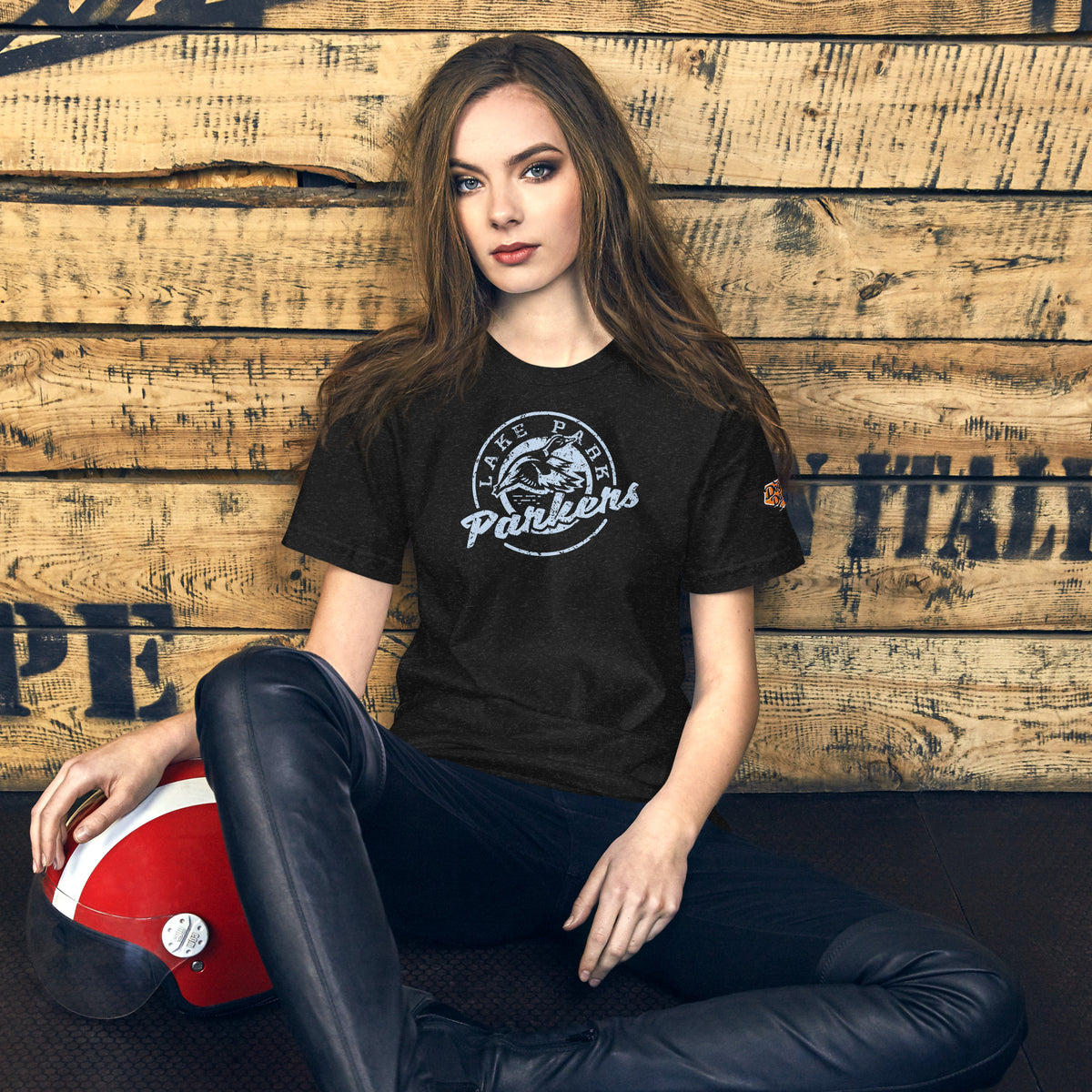 Lake Park Parkers vintage mascot tee in black heather, front view