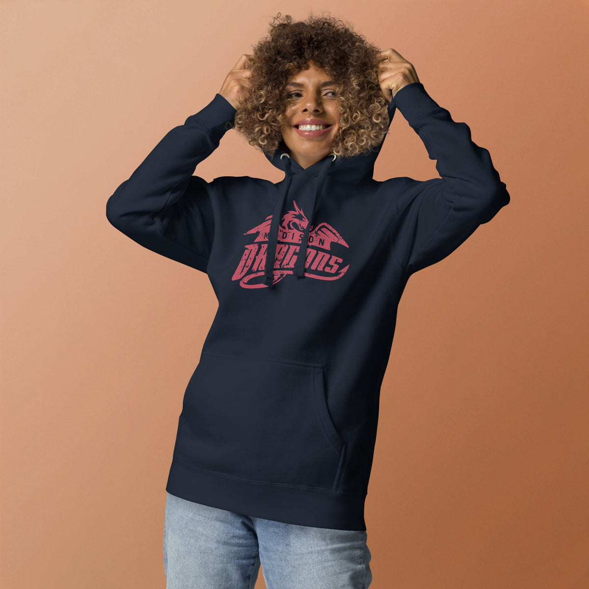 Madison Dragons vintage hoodie in navy blazer color