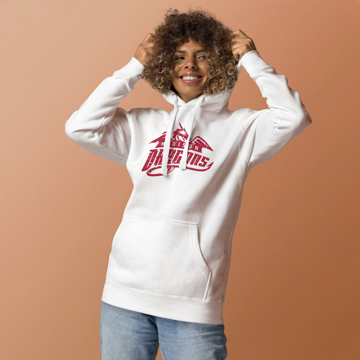 Madison Dragons Vintage Hoodie by DogDayz in white