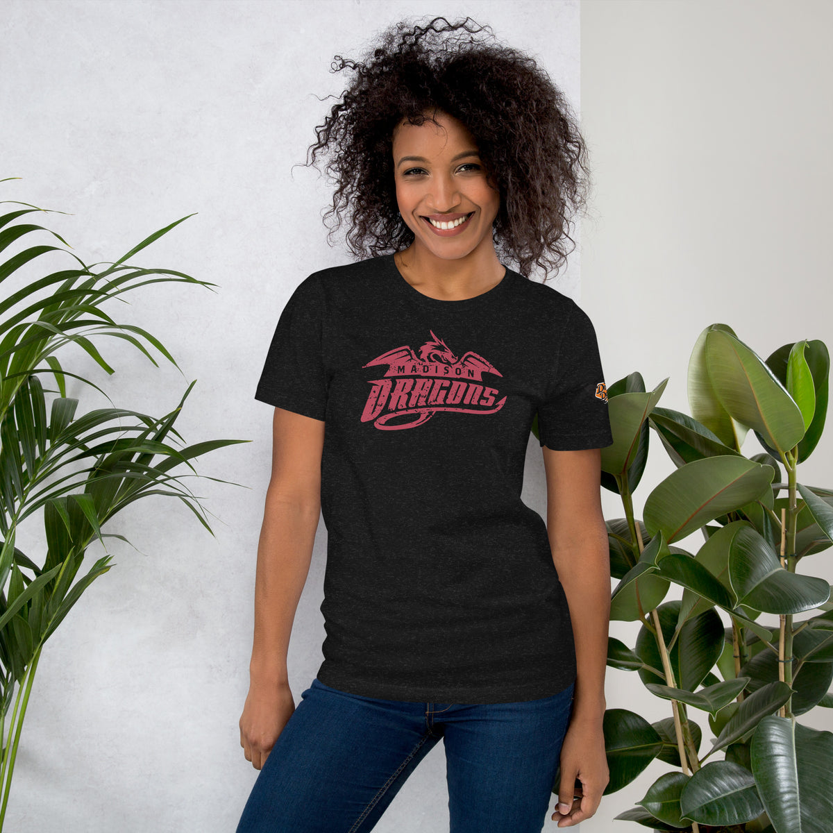 Madison Dragons vintage mascot t-shirt in black heather front