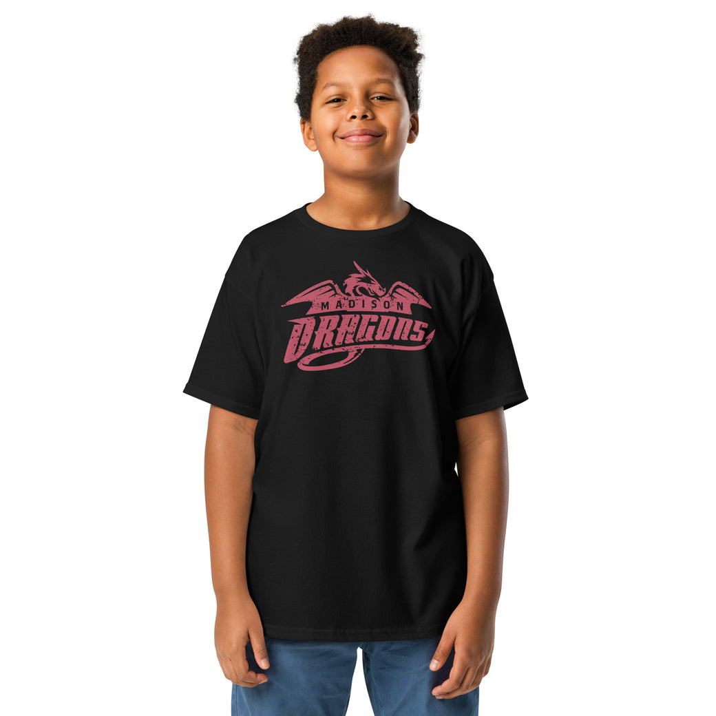 Madison Dragons vintage mascot youth t-shirt in black