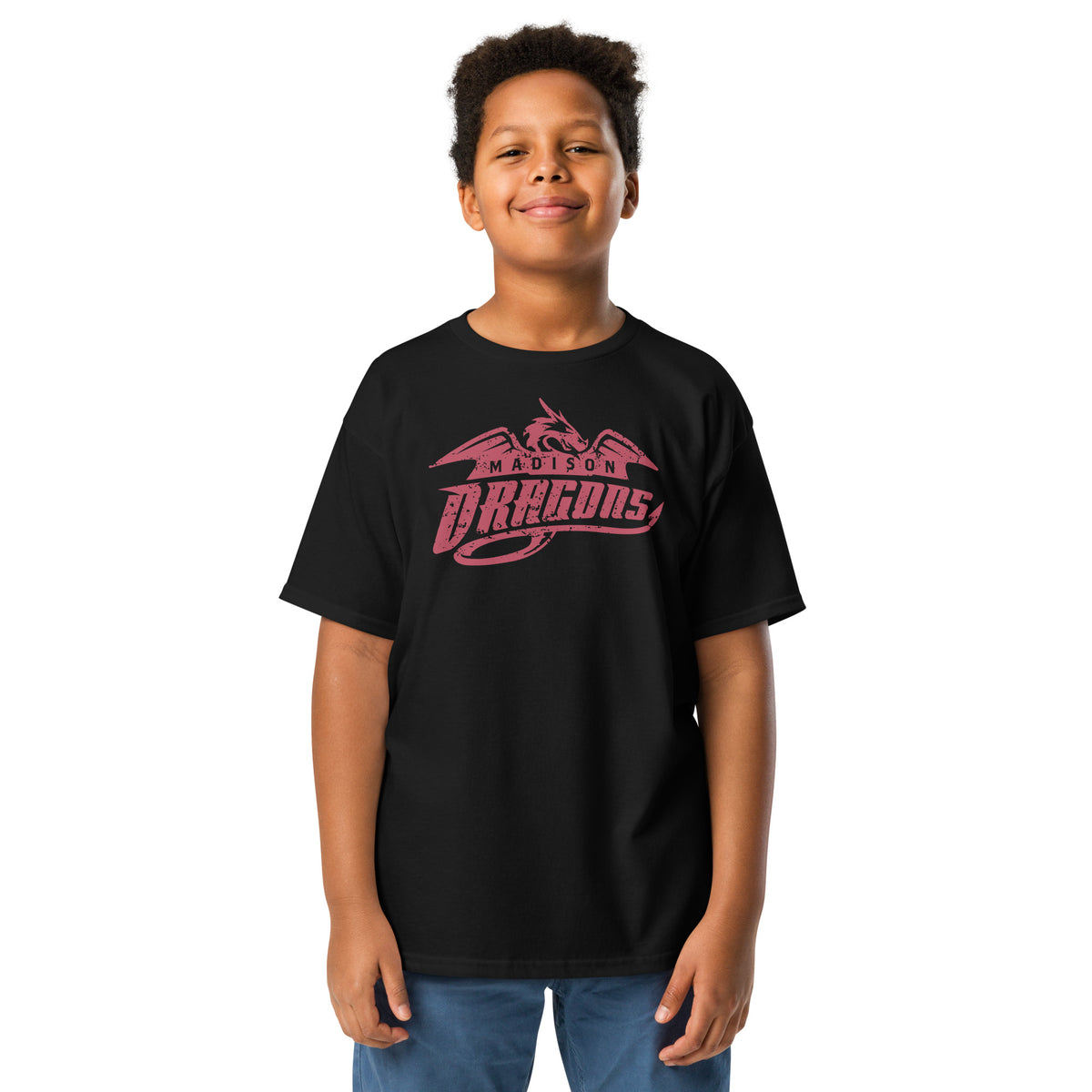 Madison Dragons vintage mascot youth t-shirt in black