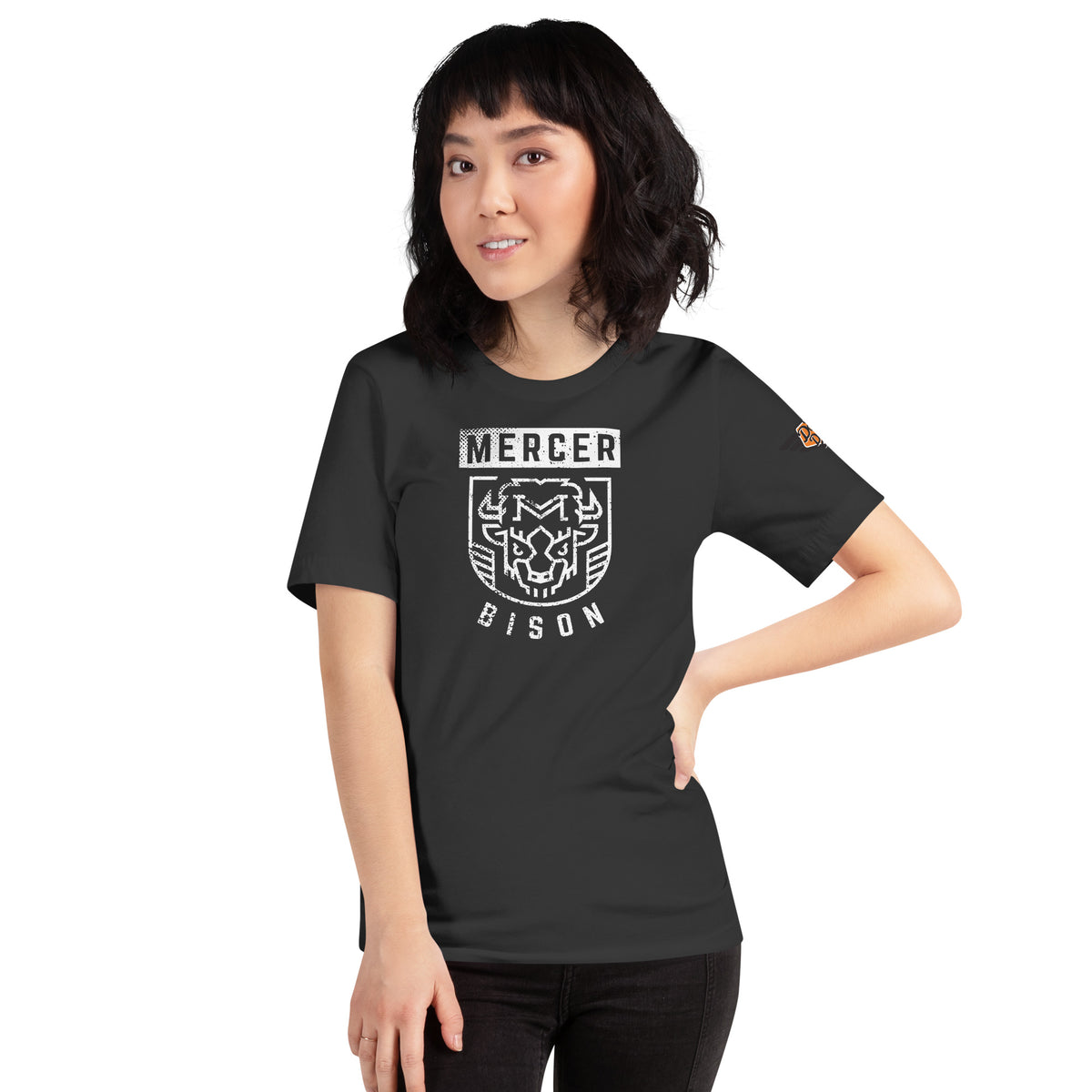Mercer Bison retro mascot tee in dark grey