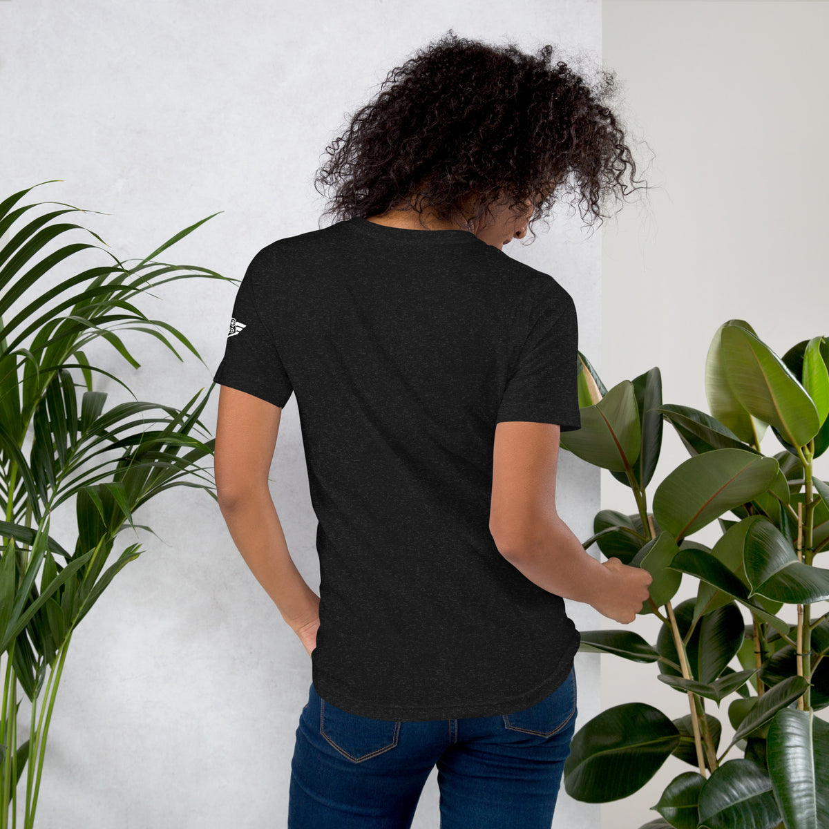 Back view of North Border Bandits retro college mascot shirt in black heather