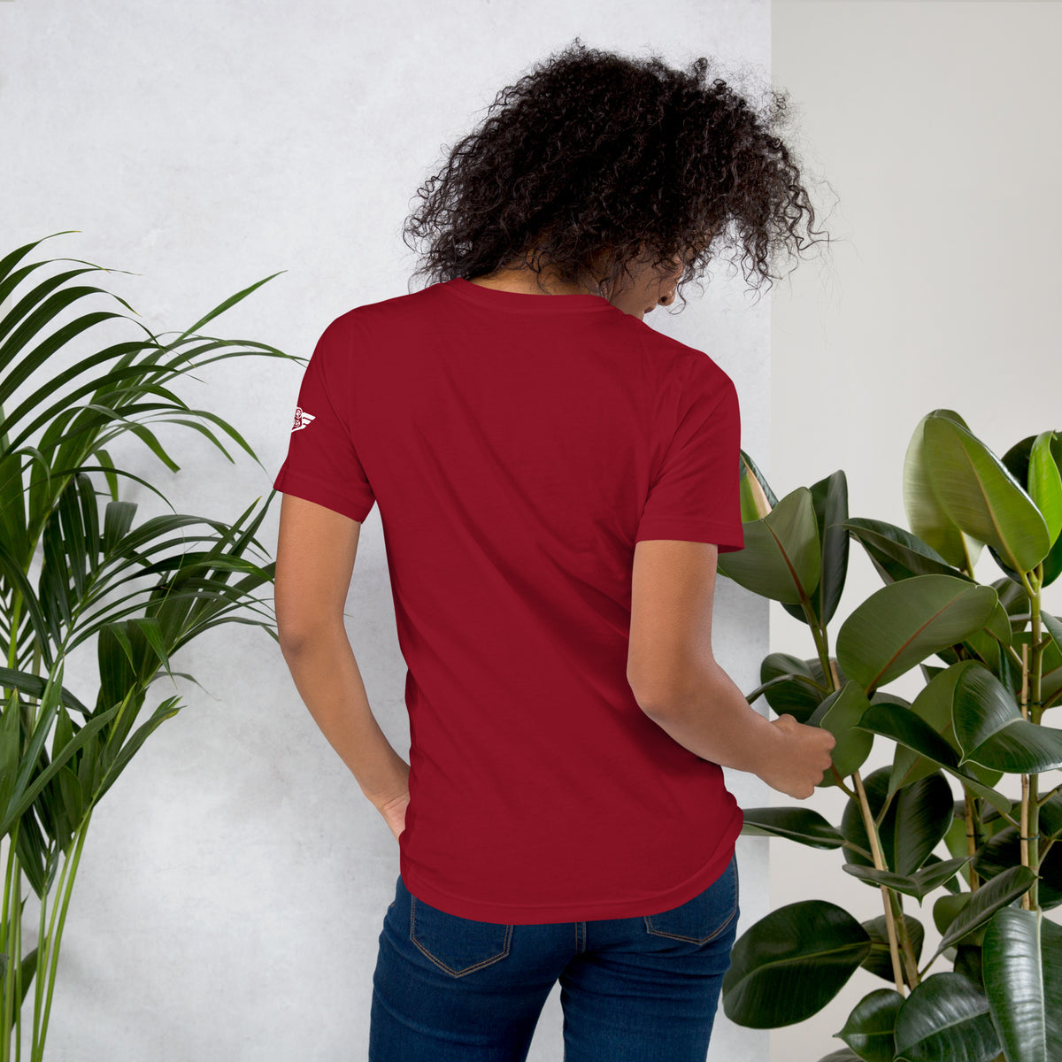 North Border Bandits vintage tee in cardinal red, back view