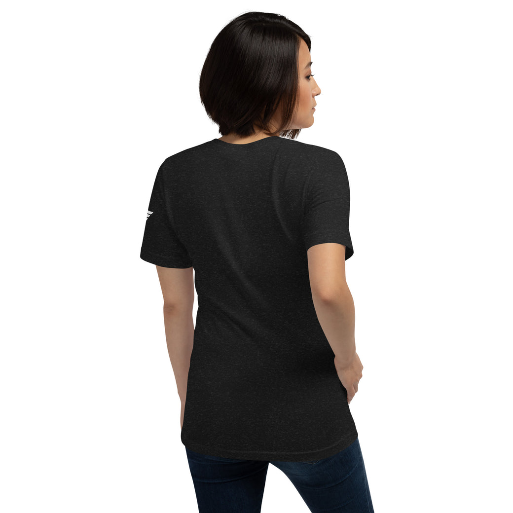 Back view of black heather Otter Tail Lake vintage graphic tee