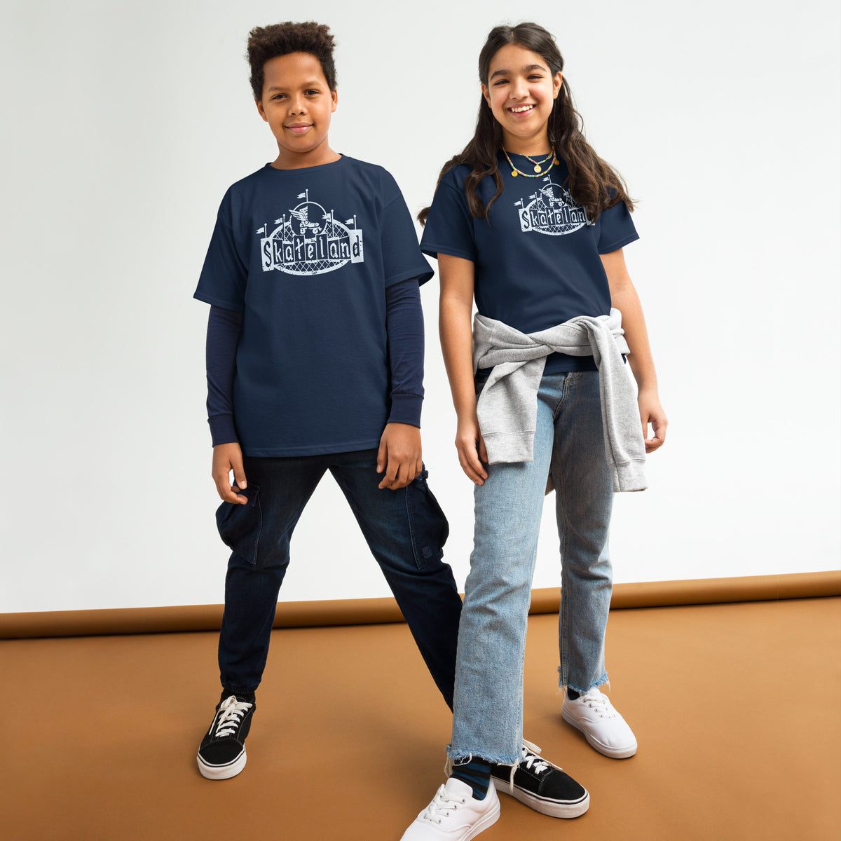 Skateland vintage youth t-shirt in navy