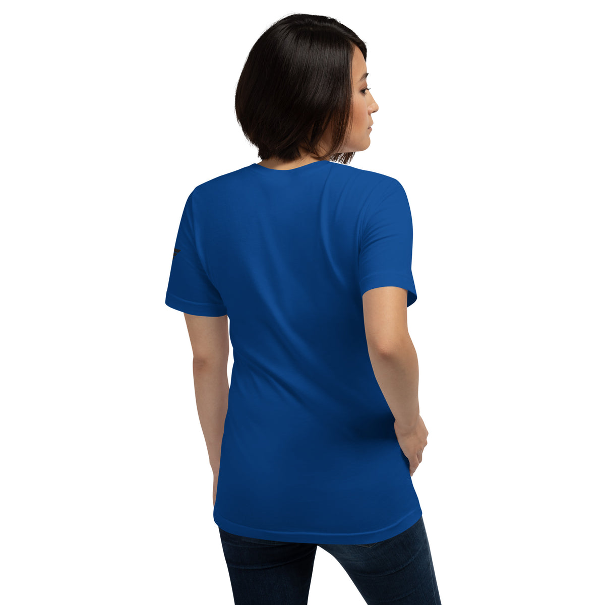 Back view of Ulen-Hitterdal Spartans vintage graphic tee in true royal blue