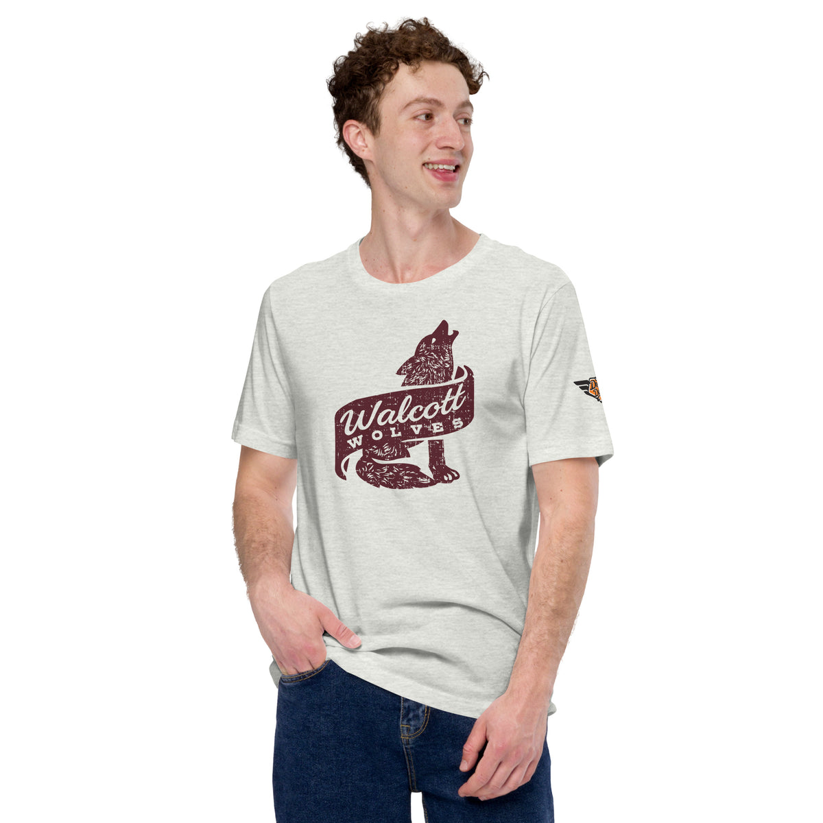 Walcott Wolves vintage mascot t-shirt in ash