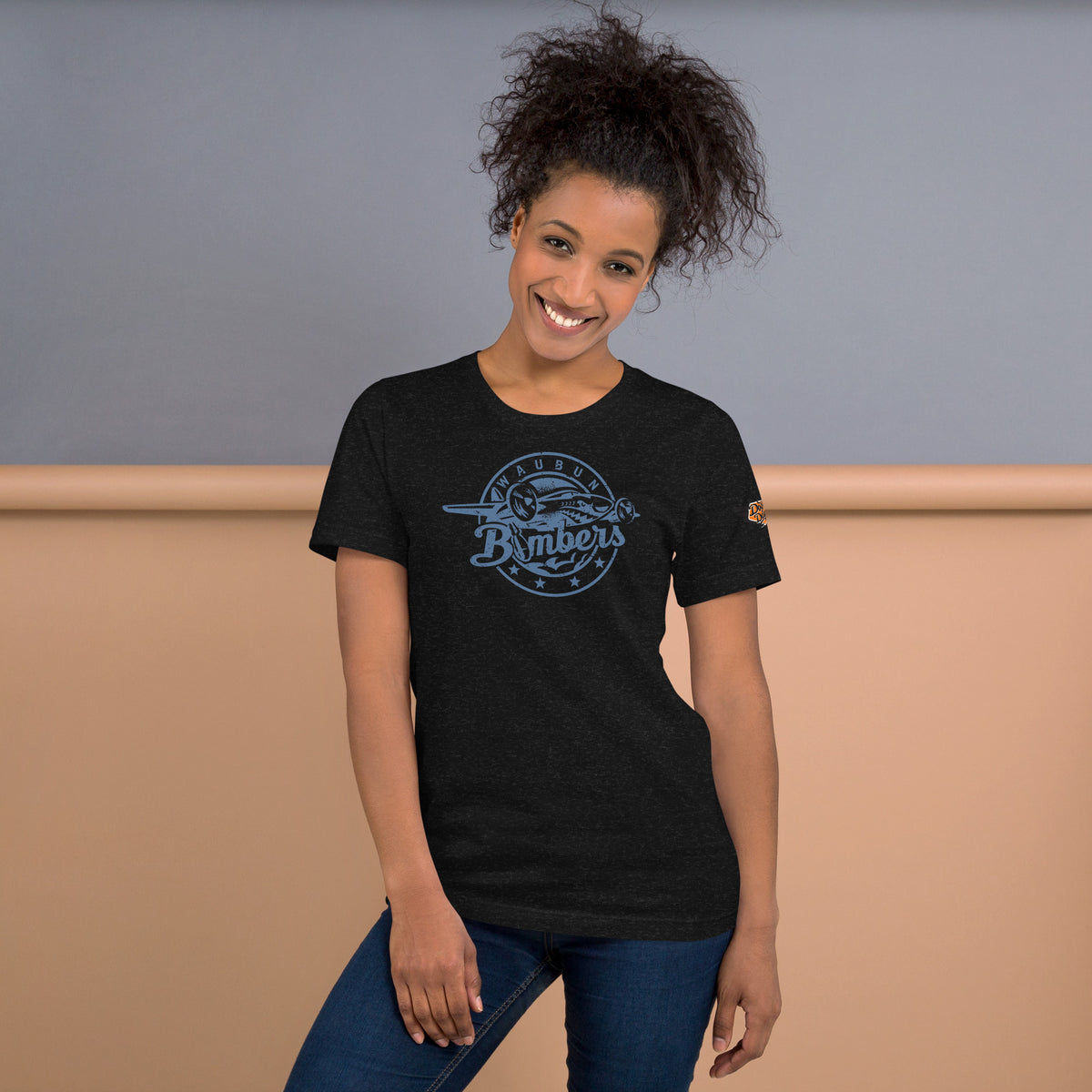 Waubun Bombers vintage mascot tee in black heather